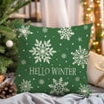thumbnail image 3 of Hello Winter Snowflake Christmas Throw Pillow Cover 18x18 Inch Green Outdoor Christmas Decorations Xmas Seasonal Holiday Decorative Throw Pillow Case for Home Living Room Couch Porch Decor, 3 of 6