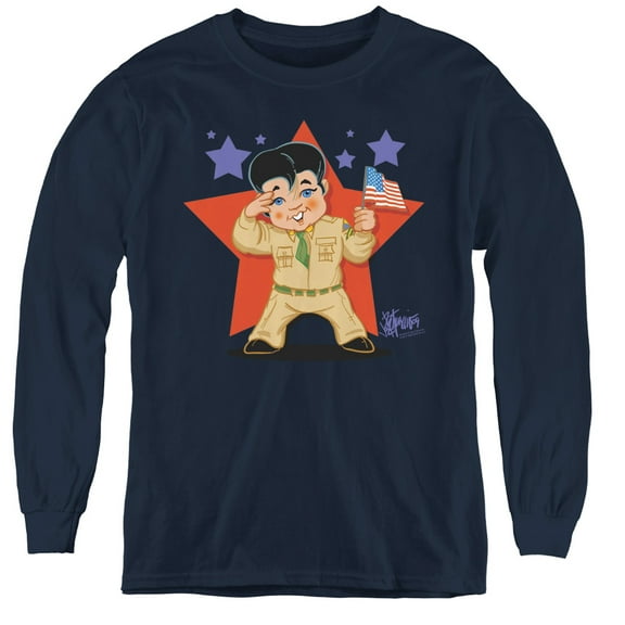 Elvis Presley Lil G I Youth Long Sleeve T-Shirt Navy