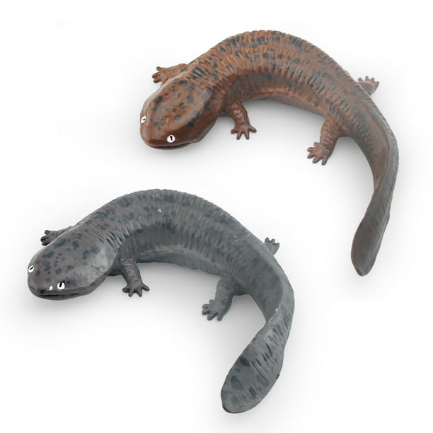 Set de figuras realistas de anfibios, salamandra y ajolote para niños