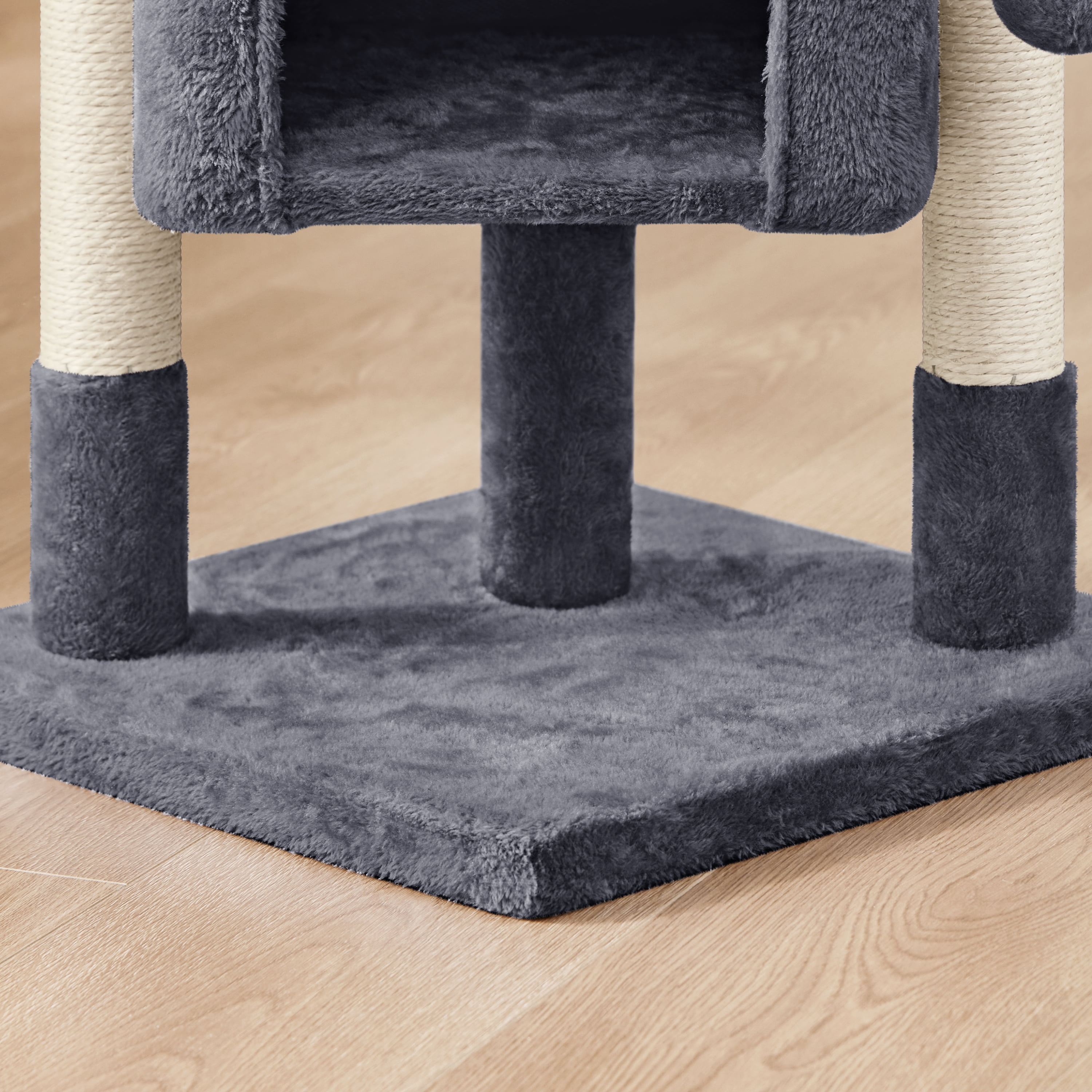 Yaheetech 23.5″ H Spacious Cat Tree with Large Top Perch, Condo & Scratching Posts, Dark Gray
