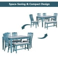 thumbnail image 5 of EUROCO Mid-Century 6 Piece Kitchen Dining Table and Chair Set,60” Dining Room Table Set with Solid Wood 3-Drawer Table,4 Fabric Chairs and 1 Fabric Bench,Rectangle Dining Table Set for 6, 5 of 8