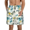 thumbnail image 2 of Uemuo Watercolor Leaves Pattern Men's Swim Trunks Hawaiian Beach Bathing Suit Swimsuits Beach Quick-Dry Shorts with Pockets-XX-Large, 2 of 9