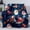 Blue, variant on Merry Xmas Gnome Throw, Poinsettia Snowflake Red Flannel Fleece Blanket - Cozy Soft Warm - 50x60