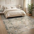 thumbnail image 3 of ODIKA 8'x10' Washable Area Rug Cream Beige Vintage Distressed Neutral Scroll Border Entryway for King Size Bedroom Under Bed, Master Suite, Non-Shedding, Easy Care, 3 of 7