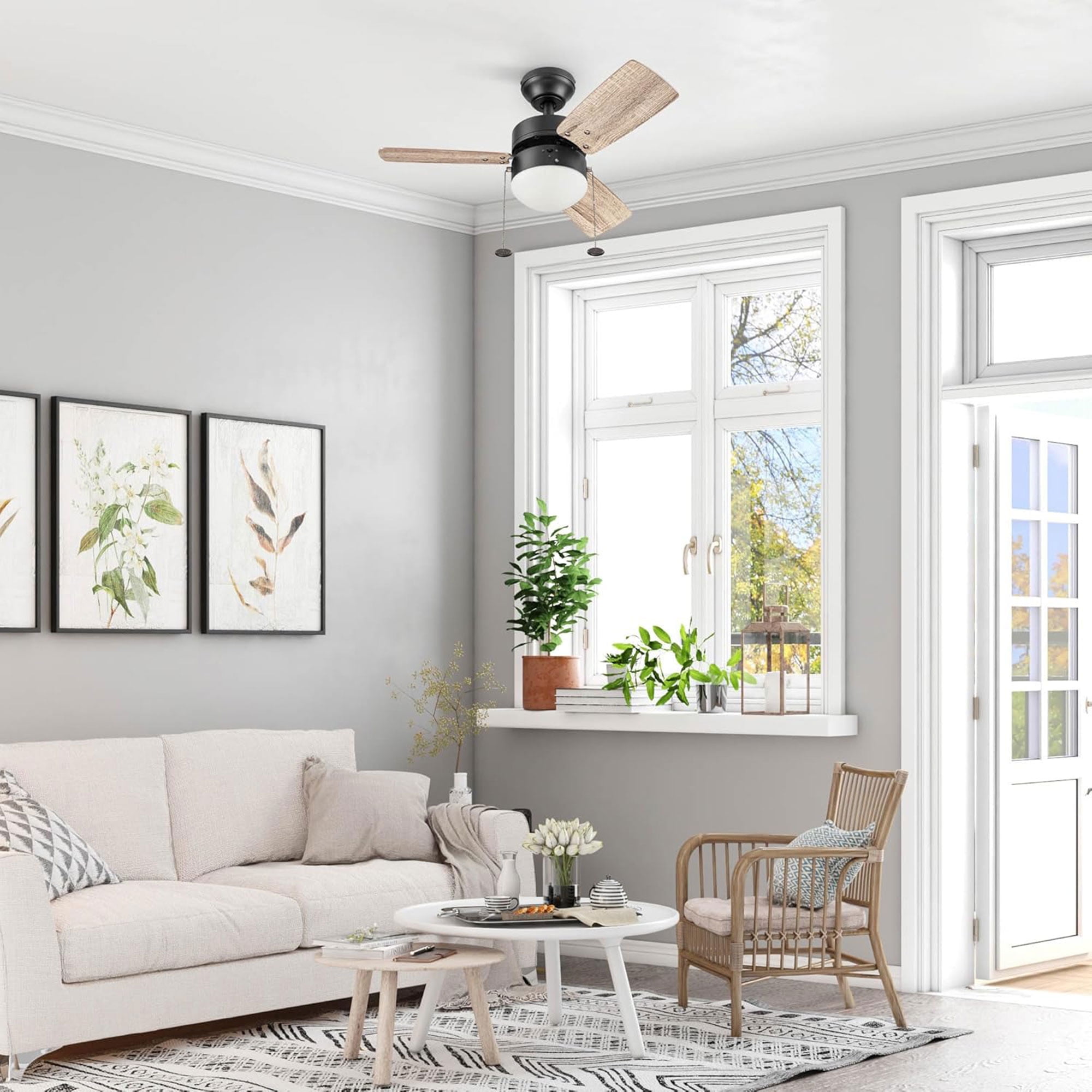 Prominence Home Rawling 30 Inch Indoor LED Ceiling Fan with Light and Pull Chain, Bronze