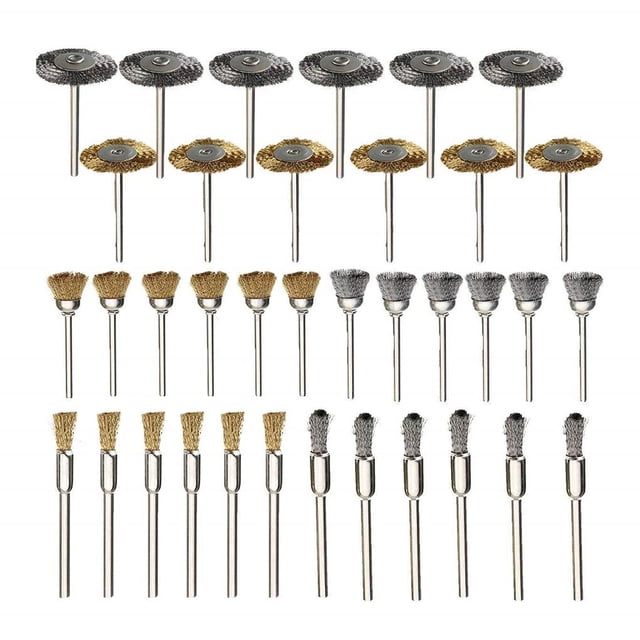Juego De Cepillos De Alambre De 36 Piezas Juego De Cepillo De Rueda De Alambre De Acero Firmemente Fijo Rueda De Cepillo De Alambre Recubierta De Latón De Alto Rendimiento Resistente Al Desgaste Para Yuarrent TO002937-00