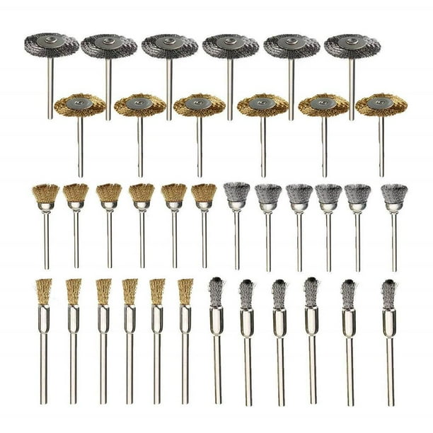 Juego De Cepillos De Alambre De 36 Piezas Juego De Cepillo De Rueda De Alambre De Acero Firmemente Fijo Rueda De Cepillo De Alambre Recubierta De Latón De Alto Rendimiento Resistente Al Desgaste Para Yuarrent TO002937-00