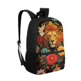 thumbnail image 2 of Uourmeti Floral Lion Portrait Print Smooth Zippers Backpack for Camping Travel, Stylish Spacious Storage School Backpack Side Mesh Pockets Student Bookbag, 2 of 6
