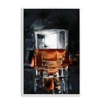 Stupell Industries Whiskey On Rocks Food & Beverage Painting White Framed Art Print Wall Art, 12 x 18