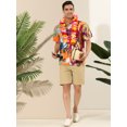 thumbnail image 3 of Lars Amadeus Camisas hawaianas de playa con botones estampados florales tropicales de verano para hombre Naranja Púrpura S, 3 of 6