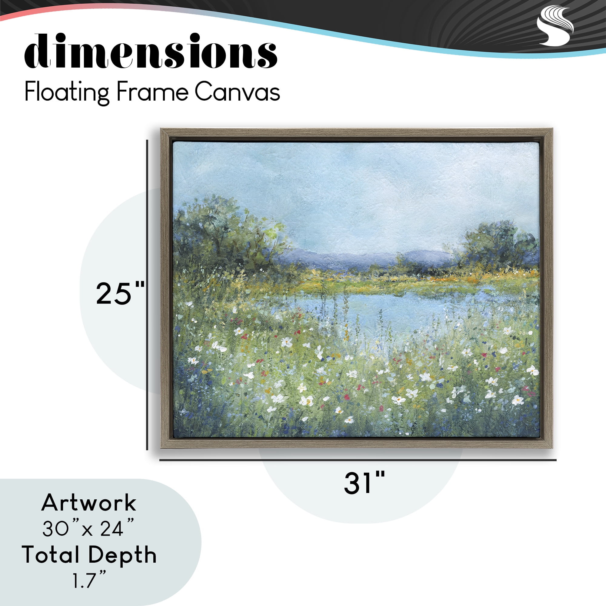 Stupell Industries Impressionist Meadow Surrounding Pond Brown Framed Floater Canvas Wall Art, design by Carol Robinson