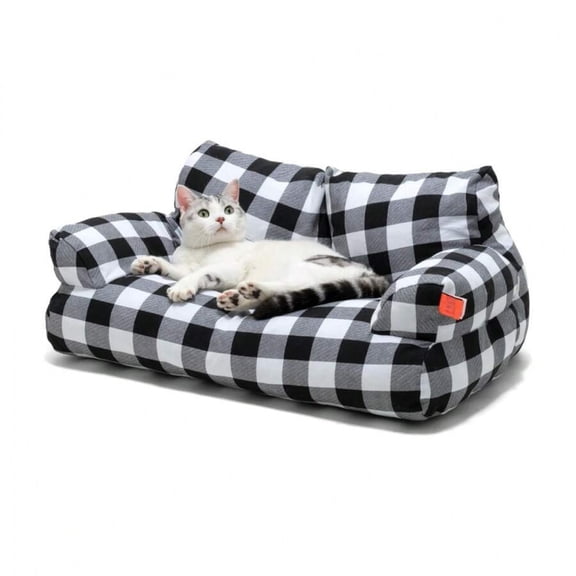 NTGFU Dog Sofa Bed Dog Couch - 26*18.8*13 Inches Fluffy Soft Removable Washable Cover Dog Beds & Sofas for Dogs and Cats, Large Cat Sofas Pet Sofa,Black and White