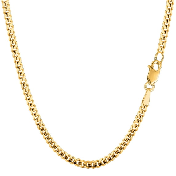 14k Yellow Gold Gourmette Chain Necklace, 3.0mm, 30"