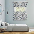 thumbnail image 5 of Navy Blue Floral Kitchen Curtains Sets for Windows 24 Inch Length, Spring Vintage Blossom Botanical Rod Pocket Window Treatments Tier Curtains and Valances Set for Bedroom/Bathroom, 5 of 8