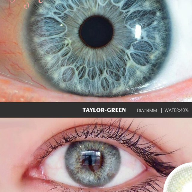 EYESHARE 2 Piezas De Lentes De Contacto De Colores Para Maquillaje De Ojos , Uso De 1 Año Suaves , Cosméticos De Moda , Color Gris Azul Verde Gao Jinjia unisex