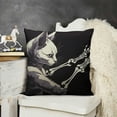 thumbnail image 2 of YINGXI Funny Skull Hand and Gray Cat Throw Pillow Covers，Cat Lovers Gift，Hallowmas Farmhouse Outdoor Cat Lovers Room Throw Pillow Case Cushion Cover Couch Decorative Square 12x12in, 2 of 5