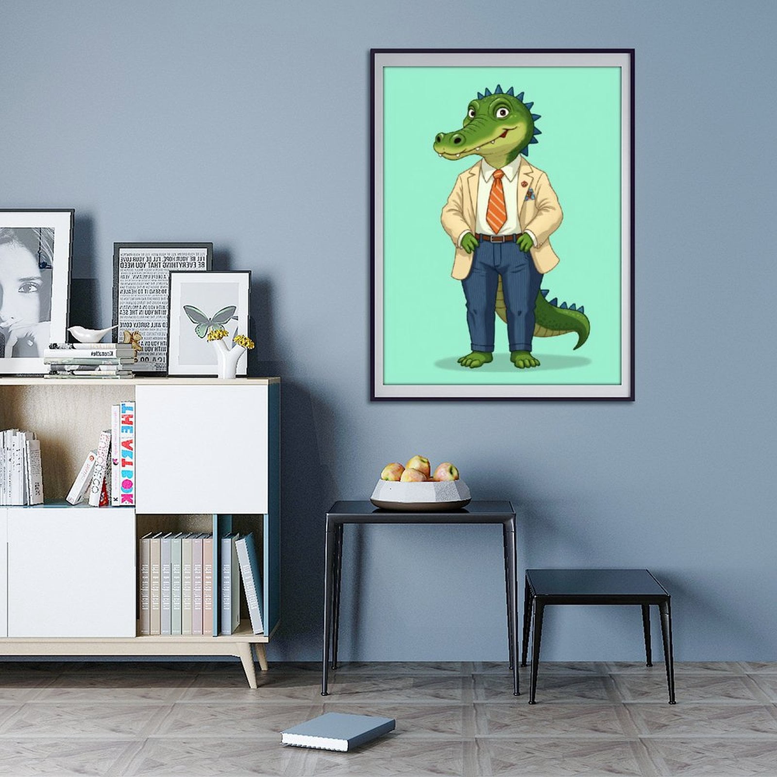Diamond Art Kits for Adults - 5d Cartoon Crocodile Business Suit Diamond Painting for Adults, Diamond Art for Adults Beginners, Diamond Painting Kits for Adults for Home Wall Decor