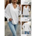 thumbnail image 7 of SLADYGLO Women Swiss Dots Drawstring Frill V Neck Ruffle Long Sleeve Chiffon Top, 7 of 7