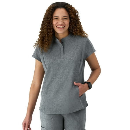 Hanes Womens Scrubs Mandarin Collar Scrub Top, Comfort Fit, Pockets, Sizes XS-3XL