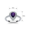 thumbnail image 5 of SuperJeweler 1 Carat Pear Shape Amethyst and Double Halo Diamond Ring In Sterling Silver For Women, 5 of 6