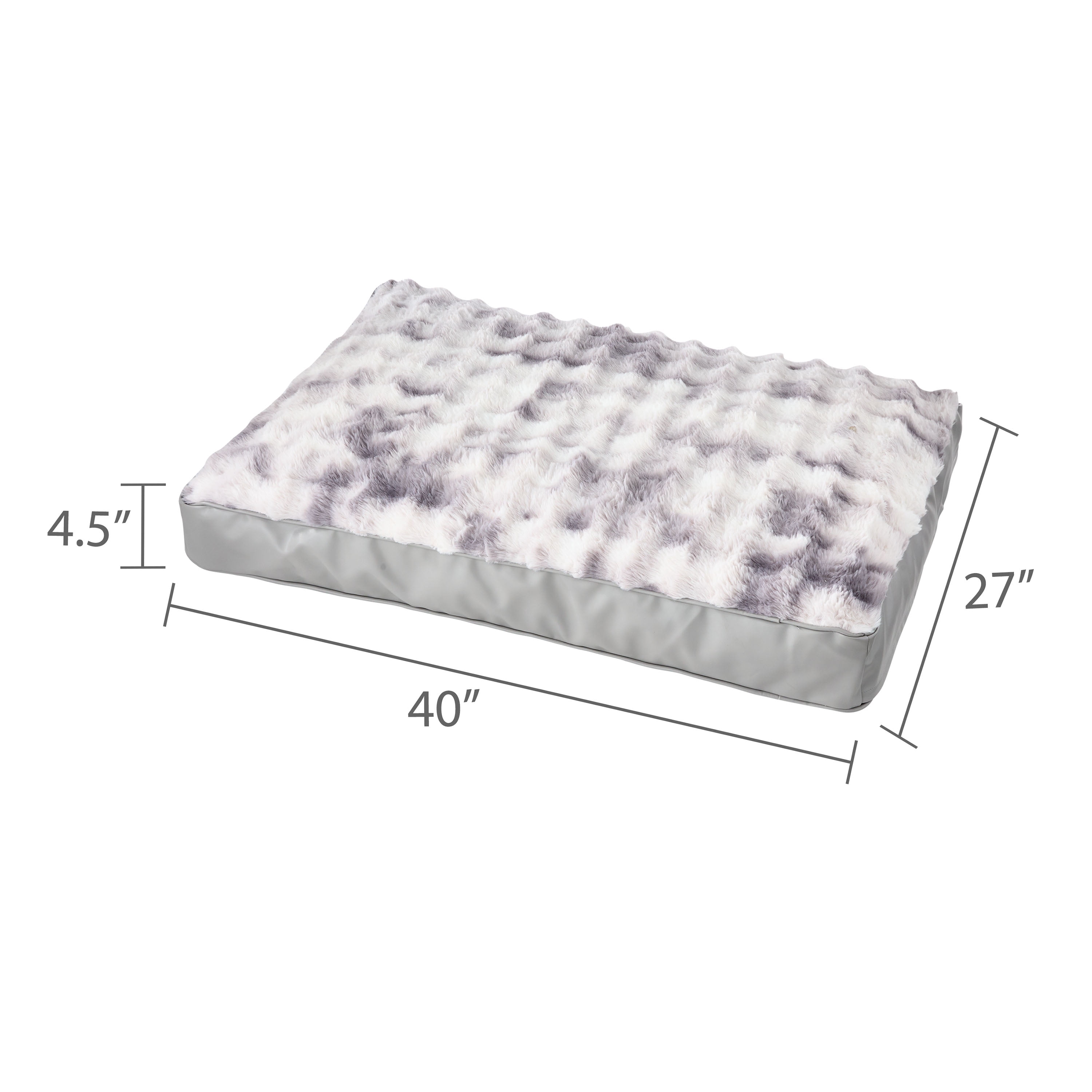 Vibrant Life Large Faux Leather Orthopedic Pet Bed, Black and White, 40" x 27"