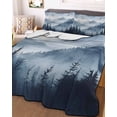 thumbnail image 3 of Quilts King Size, Blue Mountain Peak Soft Comforter Bedding Set for Bed, Forest Tree Bird Fog Landscape Lightweight Quilted Bedspread with Pillow Cover(2 Pieces) for All Season, 96x106 Inch, 3 of 6