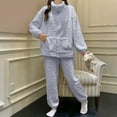 thumbnail image 3 of Lixiuxyad Soft Winter Flannel Pajama For Cozy Long Sleeve Thermal Sleepwear With Elegant Jacquard Pattern Comfortable Loungewear Two Piece Outfit For Cold Nights Womens Pajama Sets XXL, 3 of 6
