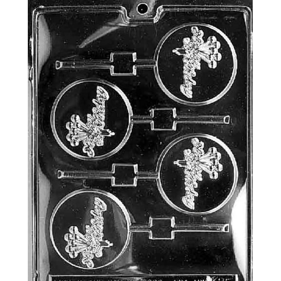 Grandmama's Goodies K025 Happy Birthday Lollipop Chocolate Candy Soap Mold with Exclusive Molding Instructions