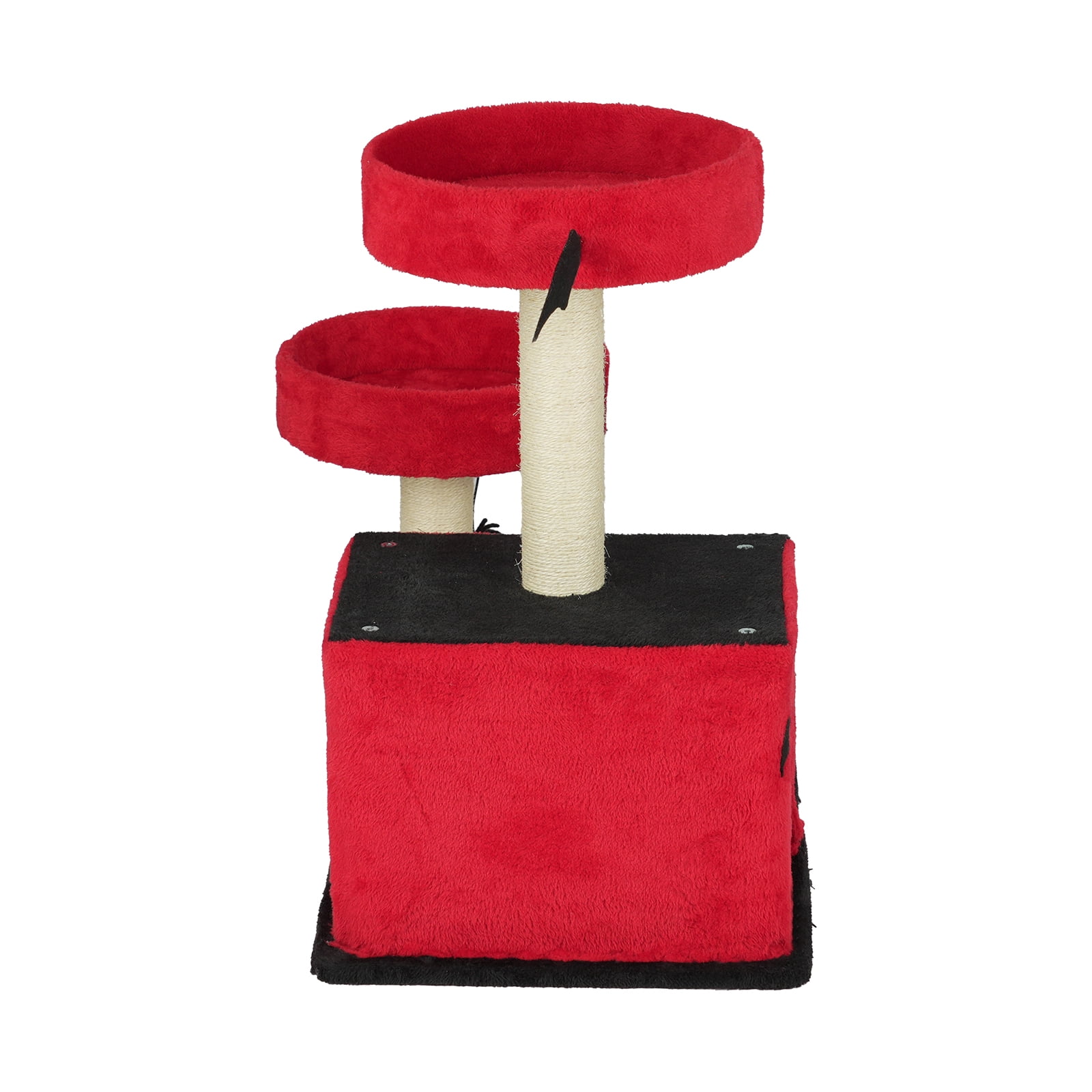 26" Gothic Cat Tree Halloween Décor Multi-Level Cat Tower with 2 Perches Condo Scratching Posts Spider Toy Scratching Ladder for Large Cats Red & Black