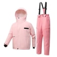 thumbnail image 2 of Generic Boys and Girls Children's Ski Suits Girls Outdoor Thick Windproof Boys Baby Big Children Ski Clothes Equipment Suit Colorblock Snow Pants and Jacket Snowsuit Ski Suit(130,Pink), 2 of 2