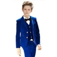 thumbnail image 2 of Visaccy Boy Toddle Teenagers Suits 5 Pieces Outfit Set Boys Velvet Suit Blazer Vest Pants Formal RoyalBlue Tuxedo Slim Dresswear, 2 of 4