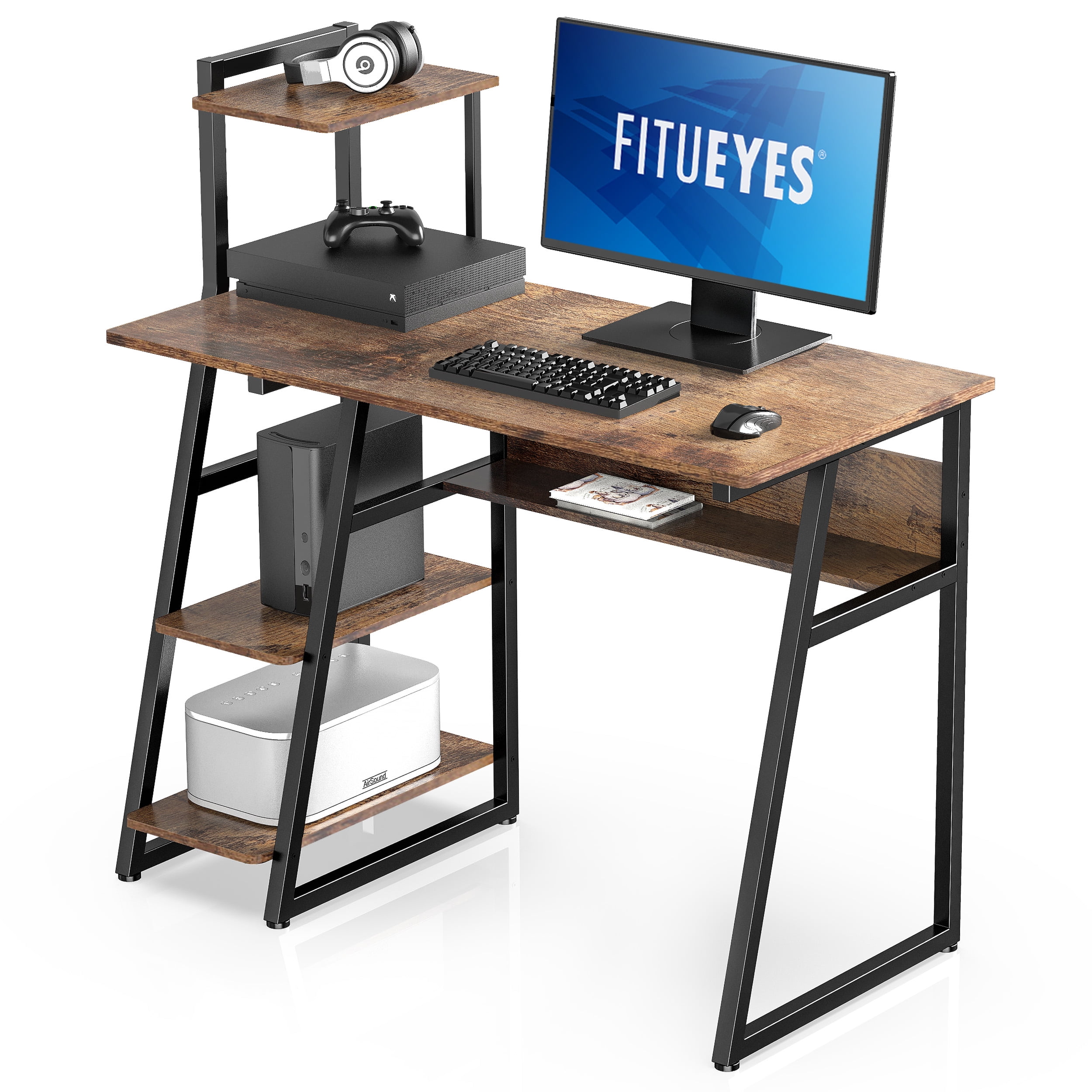 FITUEYES Computer Desk with Shelves for Small Space,Home Office Desk