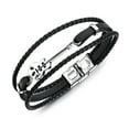 thumbnail image 1 of Men's Leather Cuff Bracelet Black Brown Multilayer Braided Rope Guitar Treble Clef Music Note Jewelry Bangle S01, 1 of 8