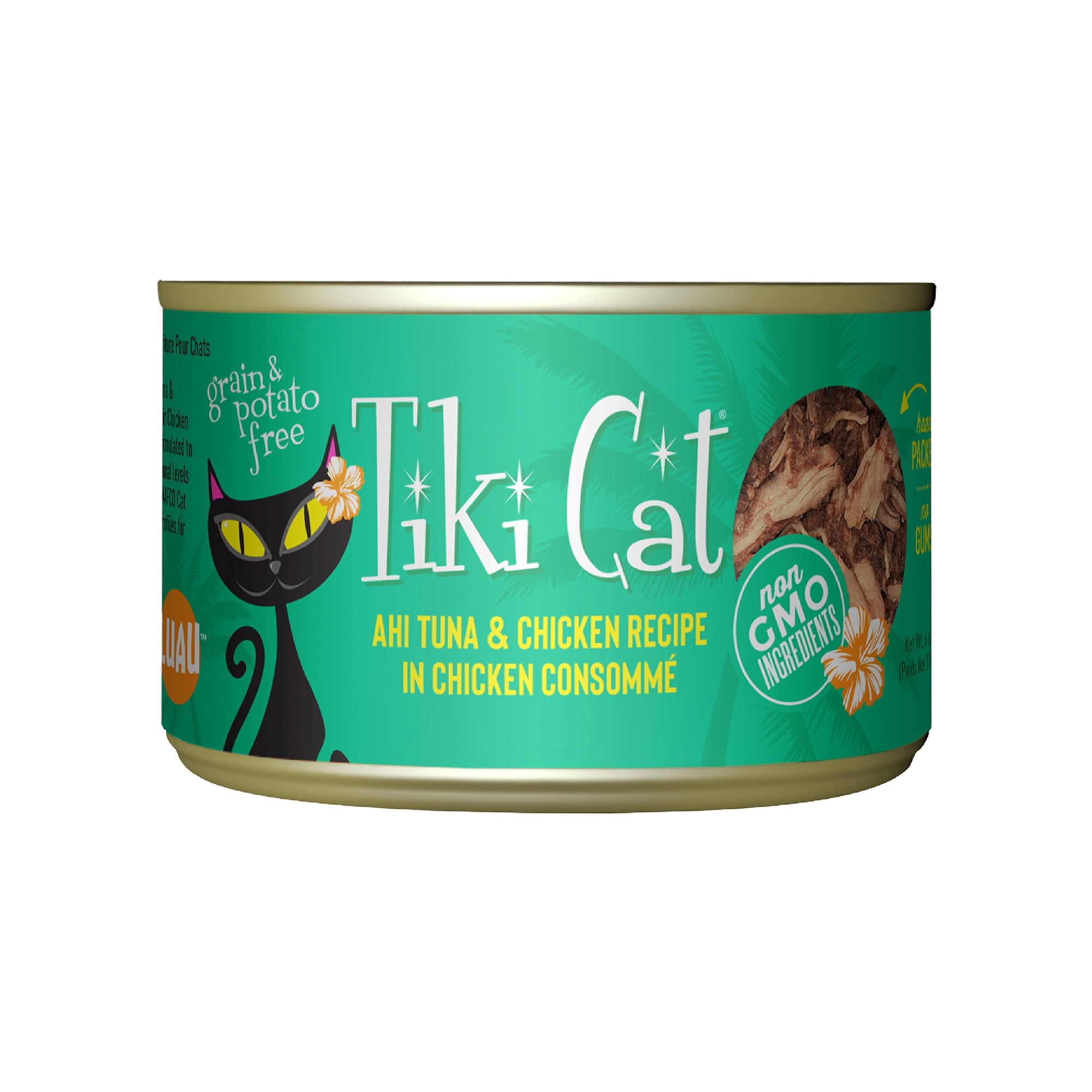 (12 pack) Tiki Cat Luau Wet Cat Food, Ahi Tuna, & Chicken, 6 oz. Can