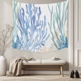 thumbnail image 5 of Ocean Botanical Small Tapestry for Bedroom Wall Hanging Tapestry, Summer Coastal Sea Blue Green Coral Ceiling Backdrop Tapestries Poster Blanket Wall Decor for Teens Room Living Room Dorm 23" x 28", 5 of 8