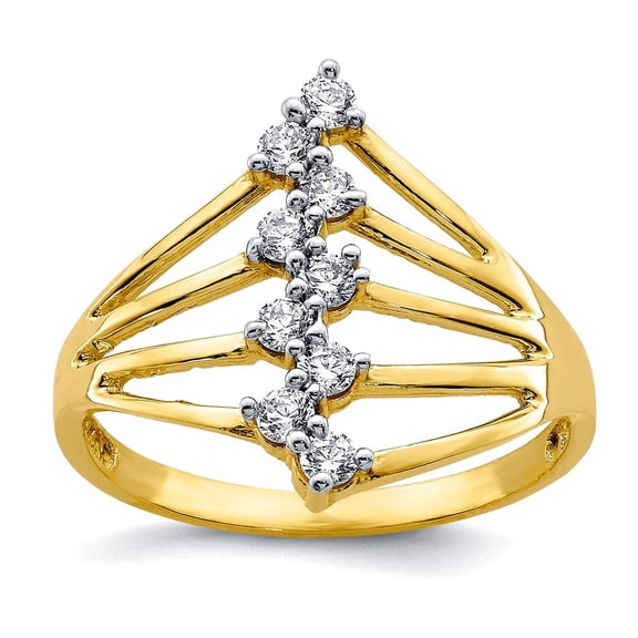 10k Solid Gold Cubic Zirconia 9-stone Ring Size 7.00 Ring for Women