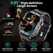 Haulvean 2.01-inch Military Smart Watches for Men with IP68 Waterproof/Answer/Make Calls/100+ Sport Modes, Outdoor Sports Fitness Tracker Watch fits for Android and Iphone Devices (Black)