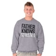 thumbnail image 4 of Funny Father Knows Stressed Pun Men's Big & Tall Crewneck Sweatshirt Brisco Brands 2X, 4 of 5