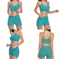 thumbnail image 2 of Decodeary Women Swimsuit Drawstring Strapped Solid Color Wireless Padded Sports Set Summer Vacation Polyester Swimwear Ladies Green L, 2 of 6