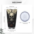 thumbnail image 4 of Picia Vintage Winged Rose Skull Pattern 20 oz Tumbler Stainless Steel Vacuum Insulated Coffee Ice Cup Double Wall Travel Flask Dual Lid Water Bottle, Eco-friendly Car Cup-Without Straw, 4 of 8