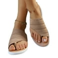 thumbnail image 6 of ShiShine Womens Toe Post Knit Slide Sandals Breathable Soft Sole Lightweight Casual Slip On Comfortable Daily Footwear, 6 of 9