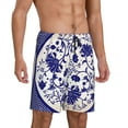 thumbnail image 2 of Balery Blue And White Porcelain Pattern Pantalones cortos de pijama de punto de algodón para hombre con cinturilla y bolsillos-XX-Large, 2 of 6