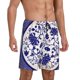 thumbnail image 2 of Balery Blue And White Porcelain Pattern Pantalones cortos de pijama de punto de algodón para hombre con cinturilla y bolsillos-Small, 2 of 6