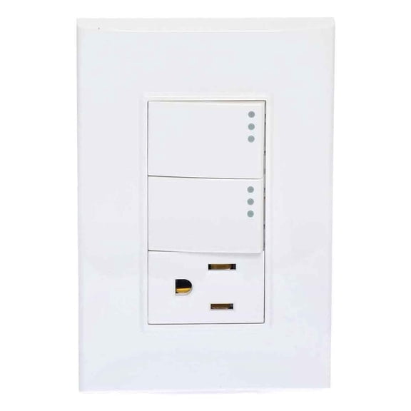 Placa De 2 Apagadores Y 1 Contacto Blanco iGoto PLACA ARMADA