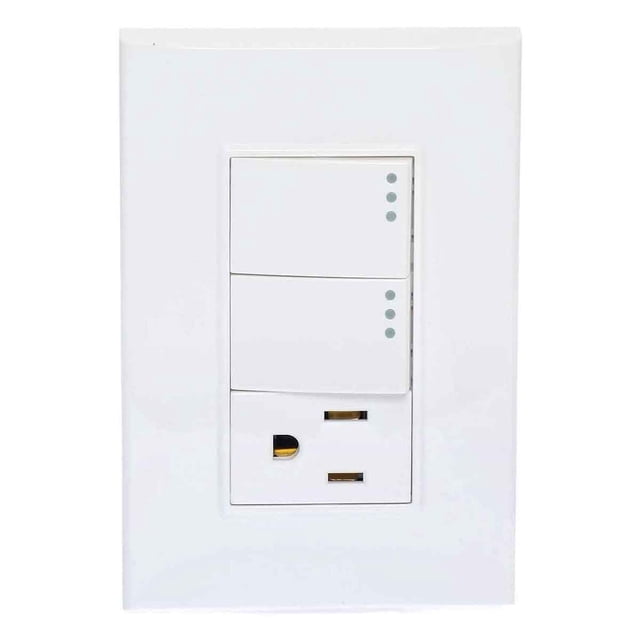Placa De 2 Apagadores Y 1 Contacto Blanco Igoto PLACA ARMADA