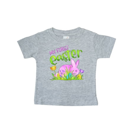

Inktastic My 1st Easter Pink Bunny and Eggs in Grass Gift Baby Boy or Baby Girl T-Shirt