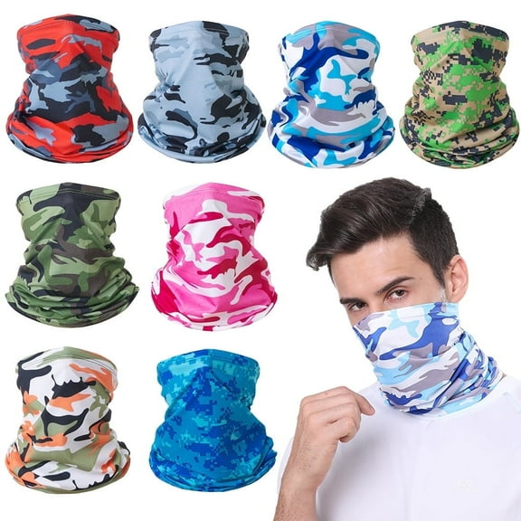 Bopika Summer Neck Gaiter Face Masks for Men, Women, Outdoor Sports, 8 Pcs