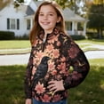 thumbnail image 3 of Uourmeti Pink Flower Crow Girls Party Sweatshirt Half Zip Pullover Trendy Top for Birthday Vacation Celebration Fun Event with Friends Size 13-14, 3 of 7