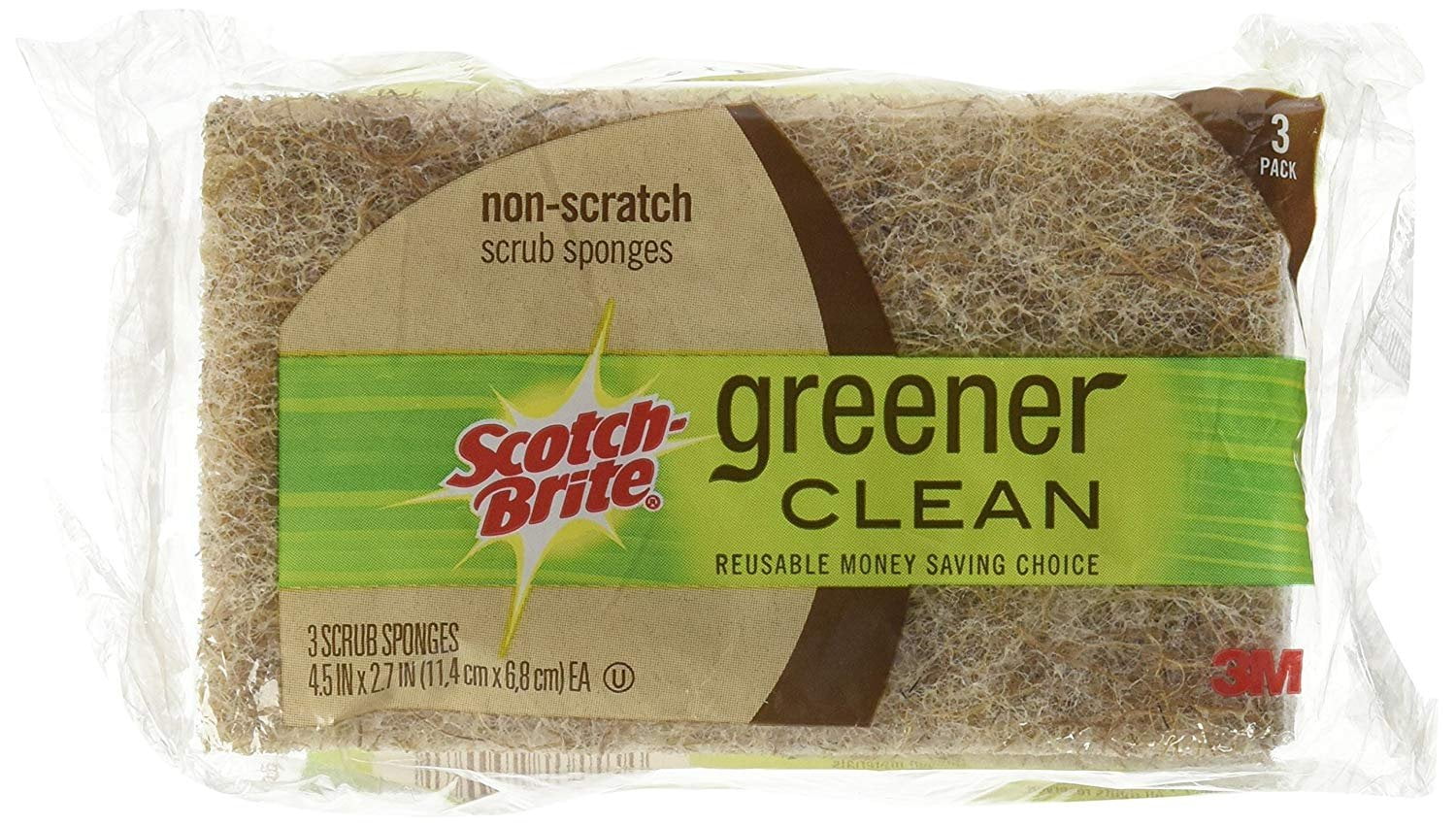 Scotch-Brite Greener Clean Scrubbers Non-Scratch Scrub Sponge Natural 18 Count 