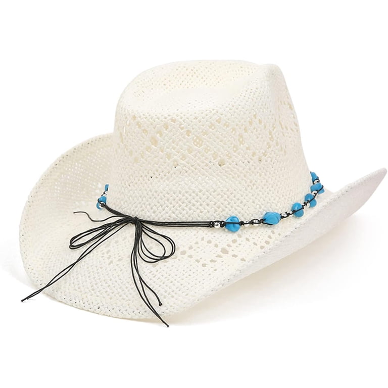 Straw Cowboy Hat for Women with Shapeable Brim, Beaded  display picture 2
